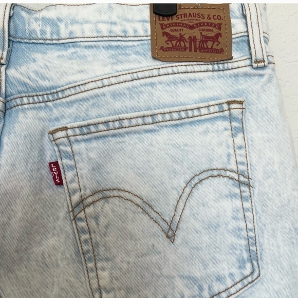 Levis button fly wedgie skinny acid wash denim raw ham jeans size 32 - Picture 7 of 11